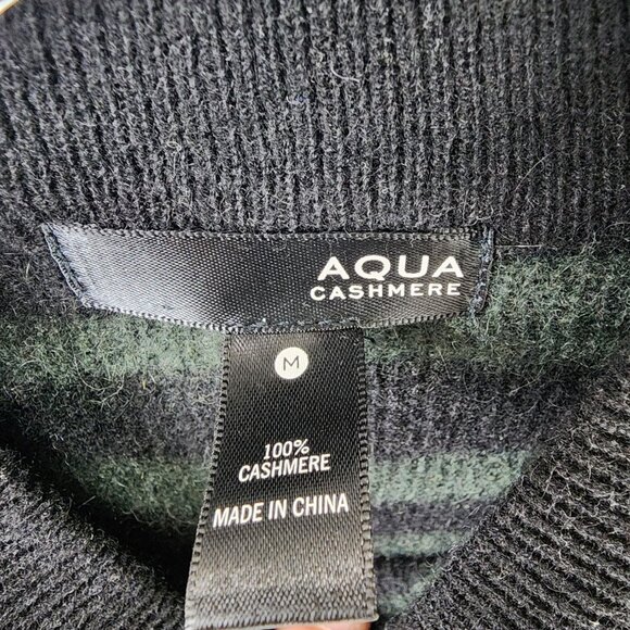 Aqua Cashmere Black and Green Zebra Pattern Turtleneck Sweater - Picture 6 of 7